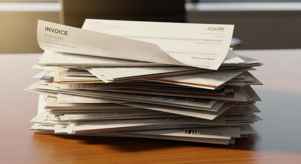 Complete Guide to AI-Powered Invoice Management for Small Businesses 2 A piled up number of invoices stack on each other
