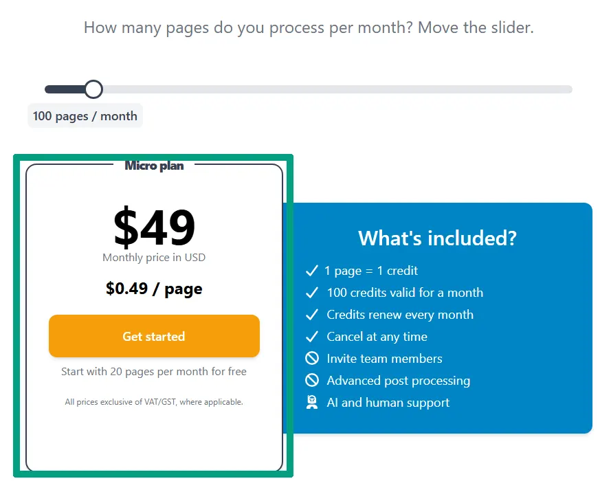 Parseur invoice management pricing