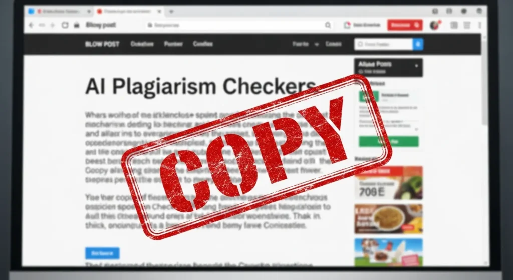 A blog post with the stamp of copy meaning the text is AI detected by Plagiarism Checkers
