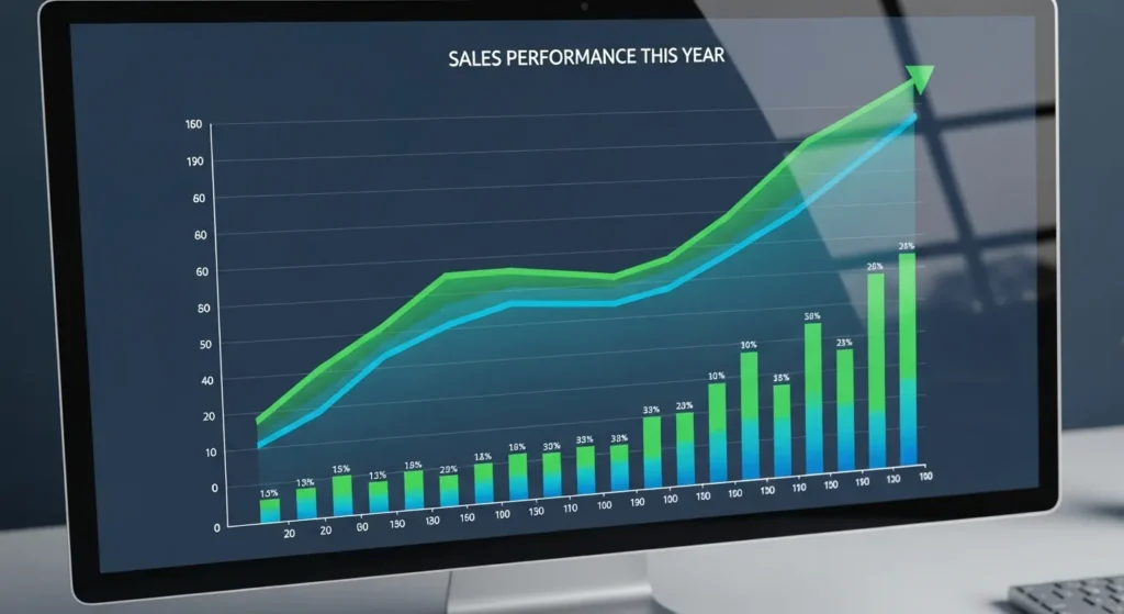 A chart represents the positive number of sales this year