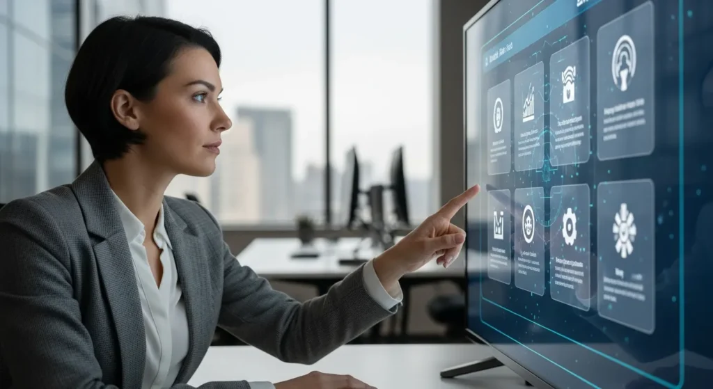 A female manager deciding which AI tool to get