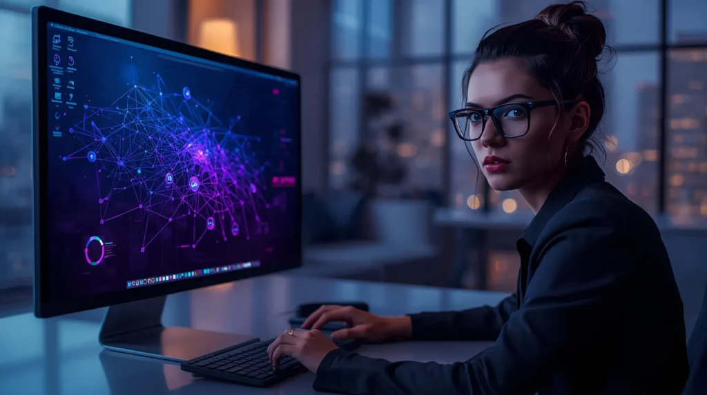 How to Use AI for Competitive Analysis and Stay Ahead of Rivals 4 A female setting up the system for AI competitive analysis