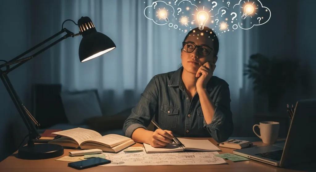 A person has some ideas while thinking