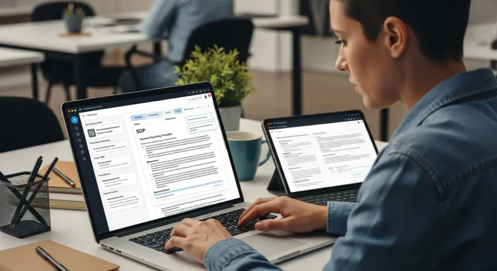 A person using an AI tool to create a SOP (Standard Operating Procedures)
