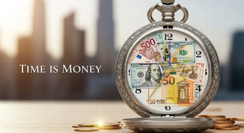 A pocket watch that says time is money