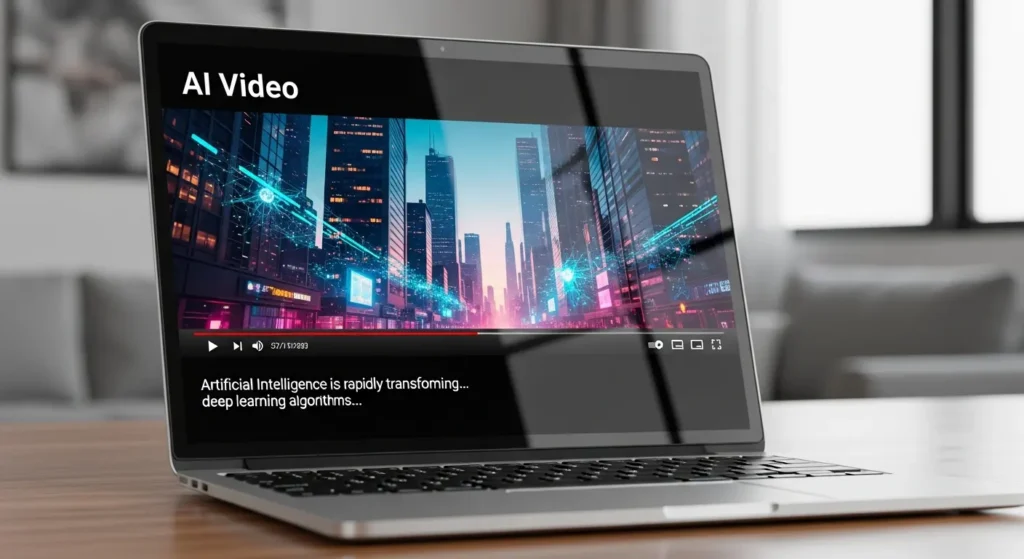 A random YouTube video with caption and the title of AI Video
