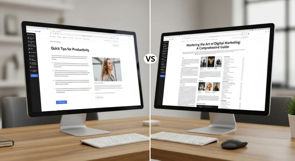 A short blog post content vs the long blog post content