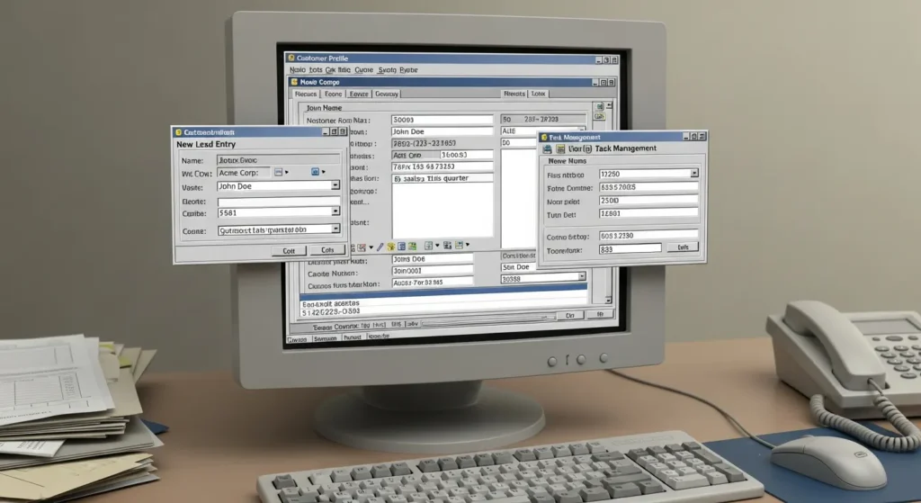 A traditional CRM System on an old computer