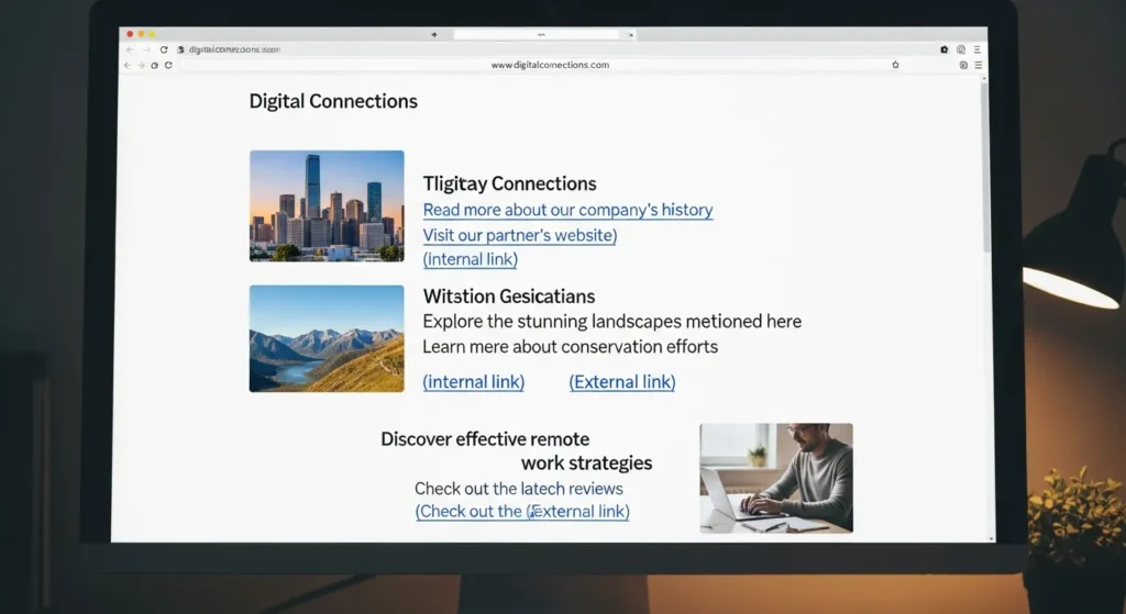 A webpage with a few posts that hyperlink together both internally and externally
