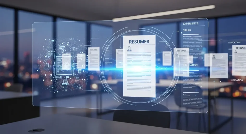 An AI software scanning through resumes