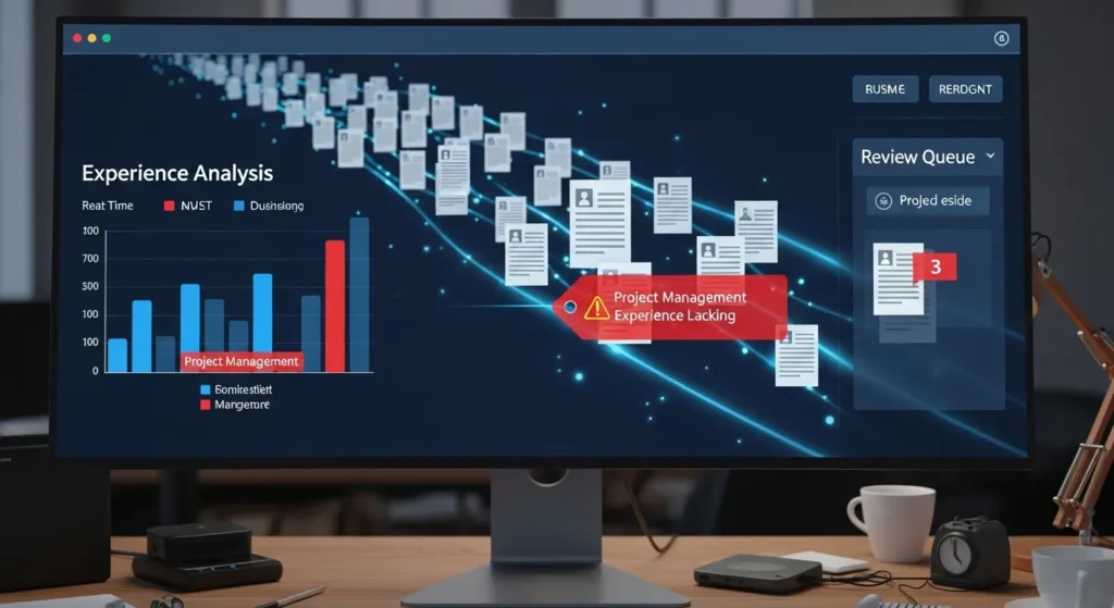 An AI software scanning through resumes and flags lack of project management skills