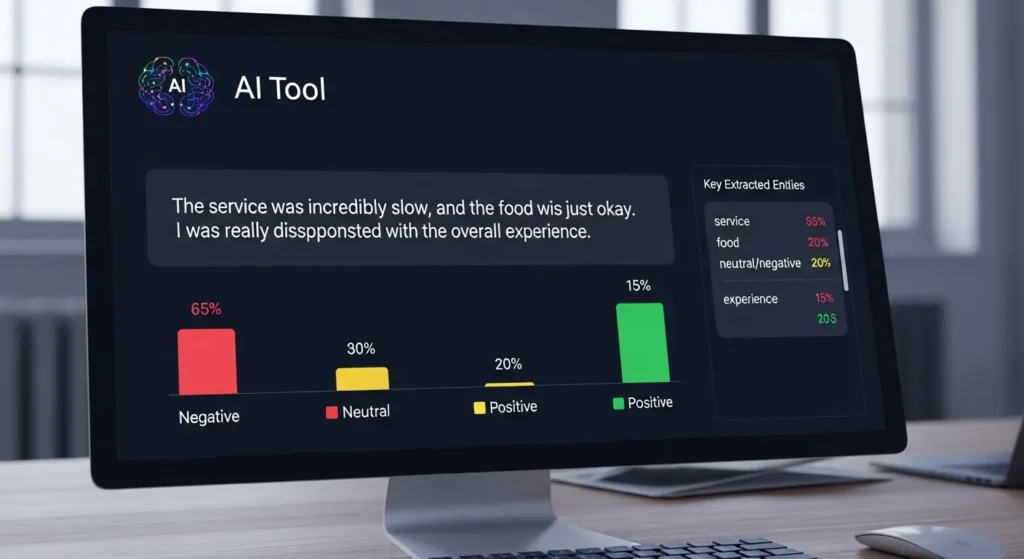 An AI tool showing Sentiment analysis in action