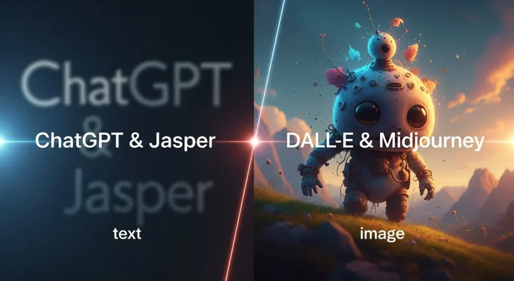 How to Use AI for Content Creation: A Complete Beginner's Guide 2 ChatGPT vs Jasper vs DALL-E vs Midjourney to generate texts and images