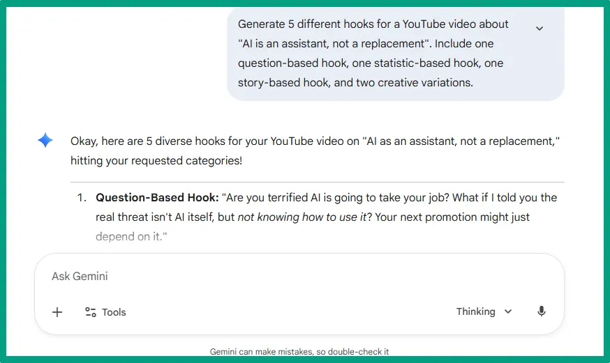 Create a Compelling Hook and Introduction with AI Google Gemini that says AI is only a tool not a replacement