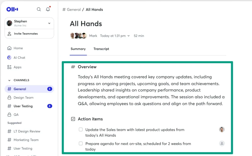 Otter AI note taking tool - Meeting Summarizer