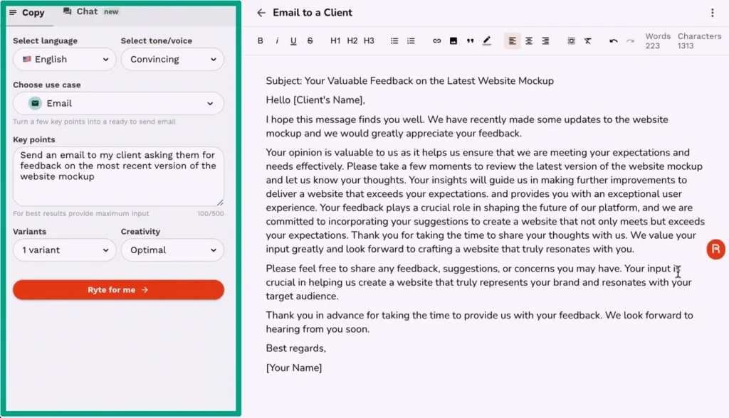Rytr AI content creation tool
