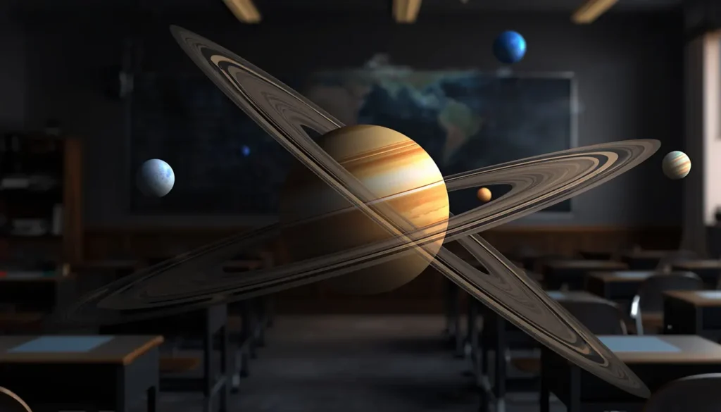 A giant model of the solar system in the classroom