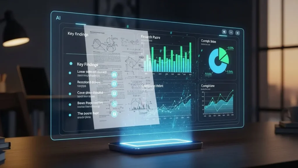 An AI tool breaks down a research paper into bullet points and graphs