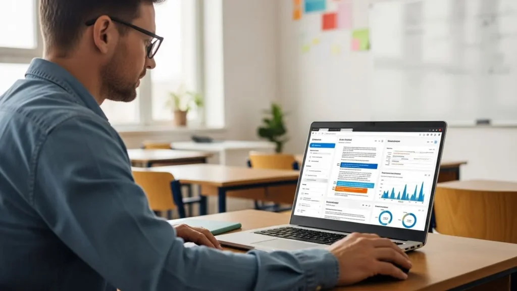 An AI tool that gives feedback for grading papers to a male teacher on math